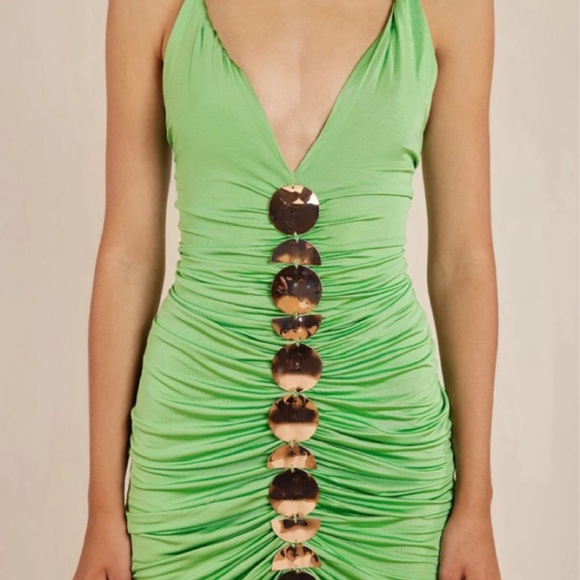 Cult Gaia “Jalina” Ruched Cutout Dress — Green, Size Small - Picture 9 of 11